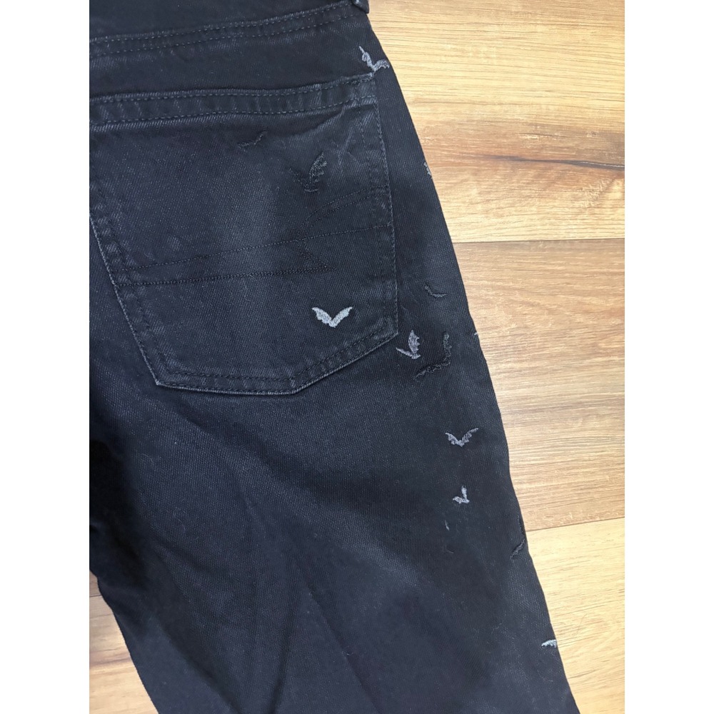 American Eagle Halloween Bat Embroidered Super High-Rise Straight Jeans Black 2R - Picture 7 of 7